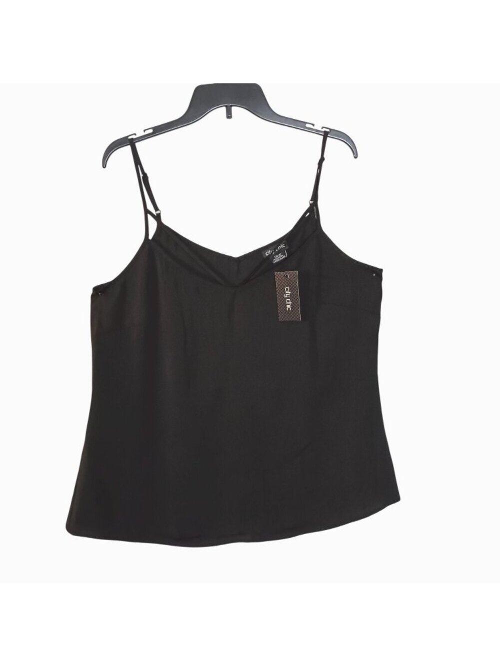 City Chic Black Cami Tank Top Womens Plus 12 Adjustable Strap NWT